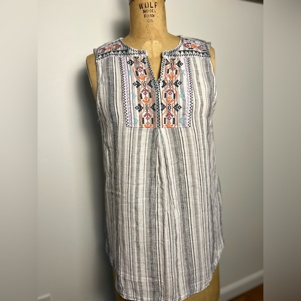 beachlunchlounge  small long sleeveless top linen and cotton blend